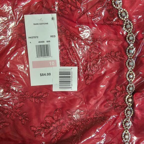 Rare Editions High Low Embroidered Mikando Dress Girls Size 10 Red NWT - Picture 2 of 2